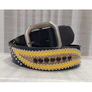 Buy Salman BH Yellow Leaf Design Studded Belt Online @ ₹1899 from ShopClues