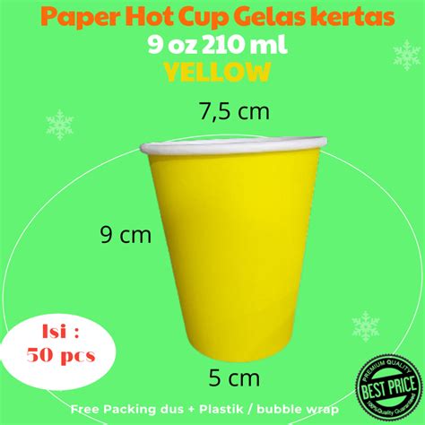 Jual Paper Hot Cup 9 Oz 210 Ml Kuning Yellow Gelas Kertas Isi 50 Pcs Edisi Warna Shopee Indonesia
