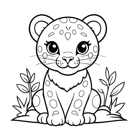 Premium Vector | Cartoon leopard drawing for kids page