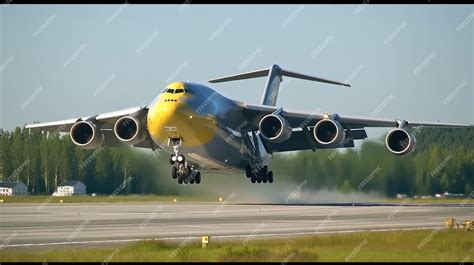 Premium AI Image | Massive Cargo Plane Landing on Runway _14xjpg