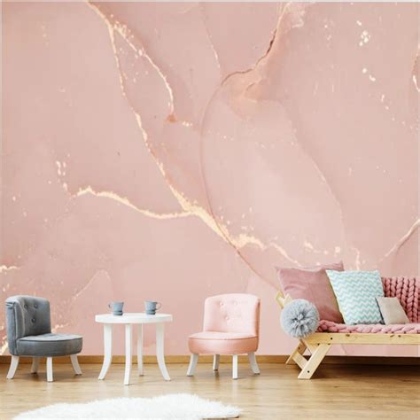 Peel And Stick Marble Pink Gold Wallpaper Mural Marble Self Etsy