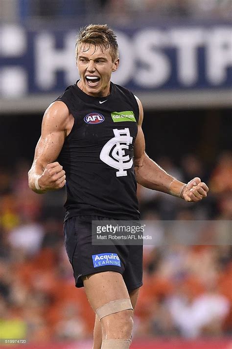 Patrick Cripps Of The Blues Celebrates Kicking A Goal During The Round