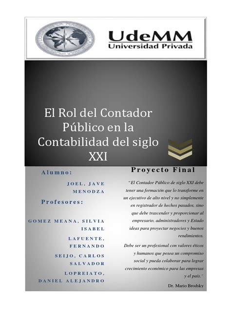 Proyecto Final El Rol Del Contador Publico En La Contabilidad Del S