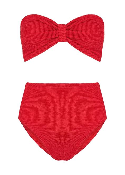 Hunza G Ruby High Waist Seersucker Bikini In Red Lyst Uk