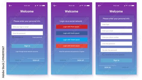 Account Register Or Authorization Interface For Touchscreen Mobile