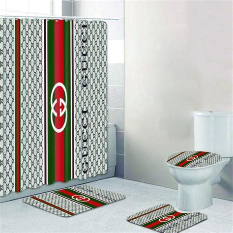 Gucci Luxury Bathroom Set Green White Red Shower Curtain Art Home Us