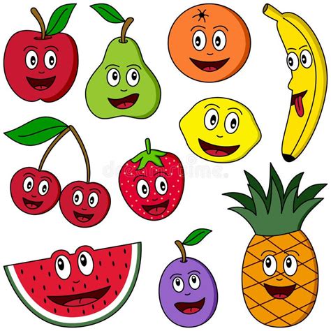 Cartoon Fruit Collection Stock Vector Illustration Of Clipart