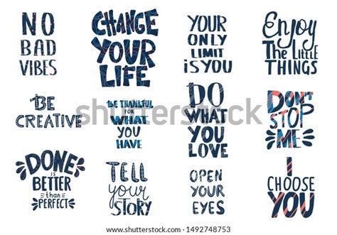 Sticker Quotes Isolated Motivational Handwritten Lettering Stock