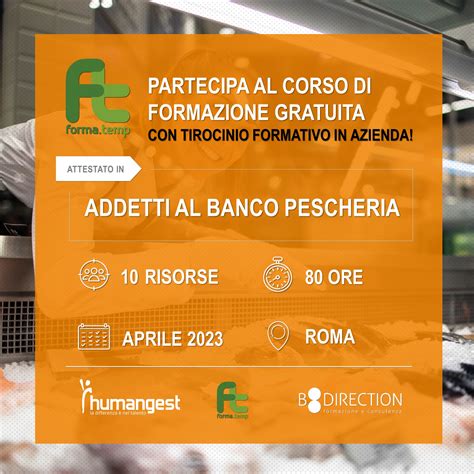 ADDETTI AL BANCO PESCHERIA CORSO GRATUITO Humangest