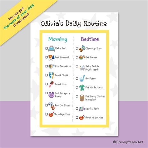 Printable Kid's Daily Routine Chart / Kid's Daily Checklist Digital ...