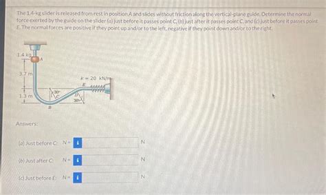 Solved The 1.4. kg slider is released from rest in position | Chegg.com