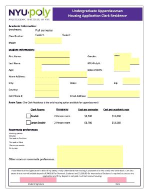 Fillable Online Poly Undergraduate Upperclassman Housing Application