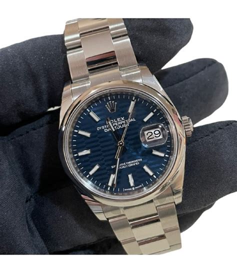 New Rolex Datejust 126200 Oyster Unisex Watch With Bright Blue Fluted