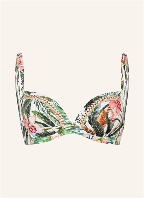 Watercult Underwired Bikini Top EXOTIC DIVE In White Green Light Red