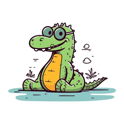 Premium Vector Cute Cartoon Crocodile Vector Illustration Cute Crocodile