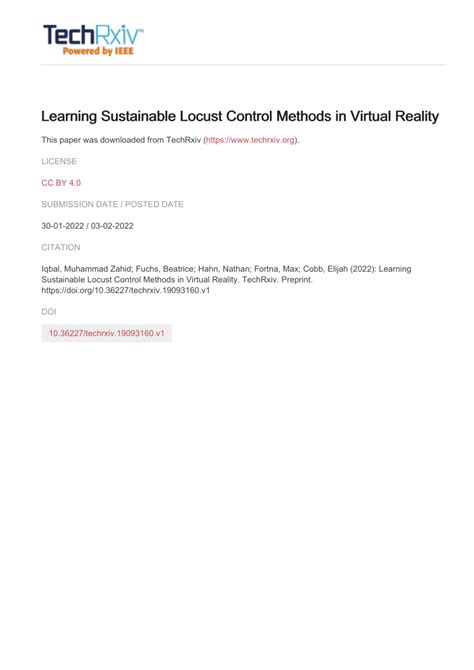 (PDF) Learning Sustainable Locust Control Methods in Virtual Reality