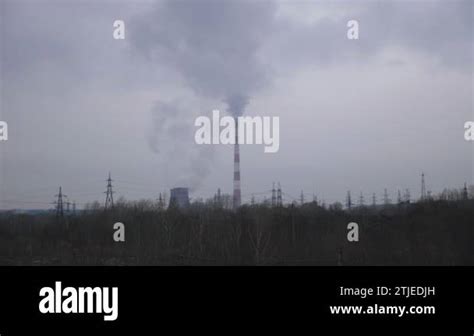 Carbon Dioxide Emitting From Chimneys From Industrial Factory Into The