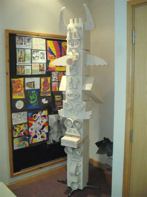 Totem Pole Made From Craftfoam During A School Art Lesson Ready For