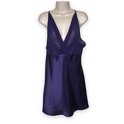 Vintage Val Mode Lingerie Royal Purple Chemise Chiffon Satin Women Size