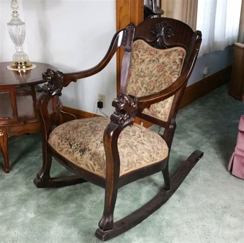 Antique Mahogany Carved Lion Rocking Chair St Paul Estate Auction