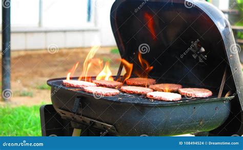 Flaming Hamburger Bbq 8 Stock Photo Image Of Hamburger 108494524