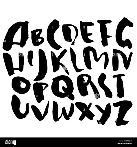 Hand Drawn Font Made By Dry Brush Strokes Grunge Style Alphabet