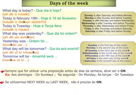 Dias da semana em inglês Days of the week