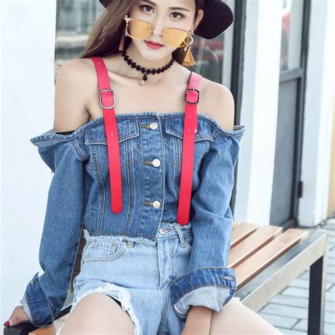 Off Shoulder Sexy Denim Jacket Women 2018 Fashion Autumn Slash Neck Backless Loose Basic Jeans