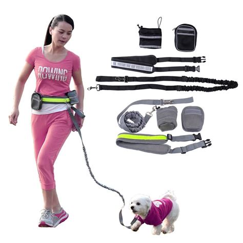 Handsfree Dog Leash With Pouch Waist Dog Leash Dog Treat Bag Dog Leash