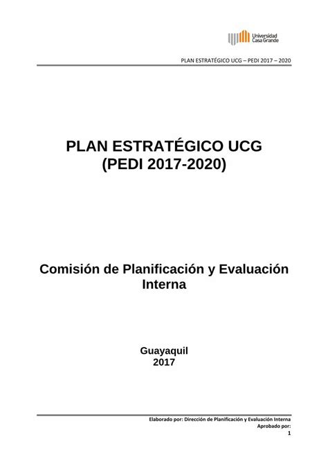 PDF PLAN ESTRATÉGICO UCG PEDI 2017 2020 Aprendizaje Invisible