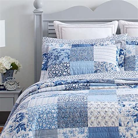 Laura Ashley Queen Quilt Set Reversible Cotton Bedding With Matching