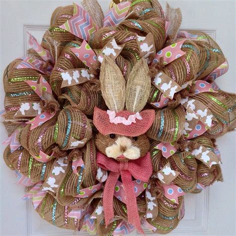 Easter Bunny Bonnet Deco Mesh Wreath