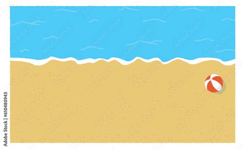 夏の海の砂浜と赤いビーチボールの背景イラスト Stock Vector Adobe Stock