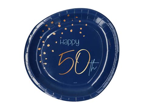 Talerzyki Urodzinowe Granatowe Happy 50th 23 Cm 8 Szt Sklep