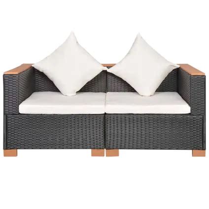 The Living Store Poly Rattan Tuinbank Poly Rattan Zwart Tls