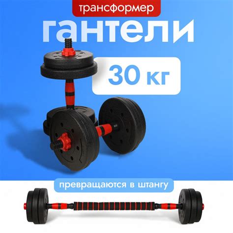 Гантели U-TURN Gantel по 30 кг, черный, красный - купить по выгодным ...