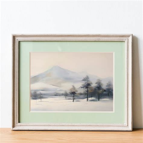 Rustikale Winterlandschaft Druck Verschneite Landschaft Kunst Schnee