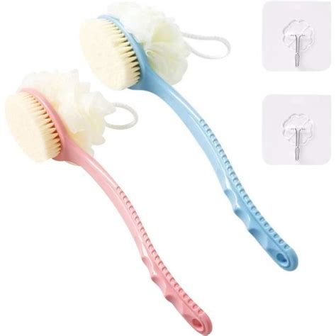 Brosse De Douche En Avec Long Manche Et Poils Confortables Et Luffa