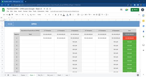 Planilha Google Capex Luz Prime