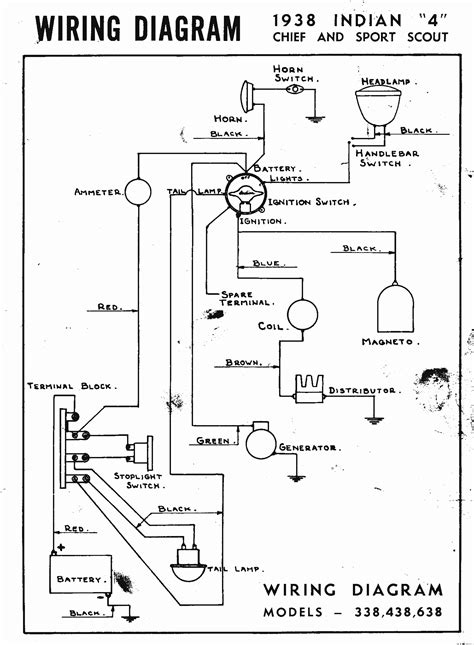 1939 WIRING DIAGRAM – INDIAN “4” – CHIEF – SPORT SCOUT - Vintage Indian