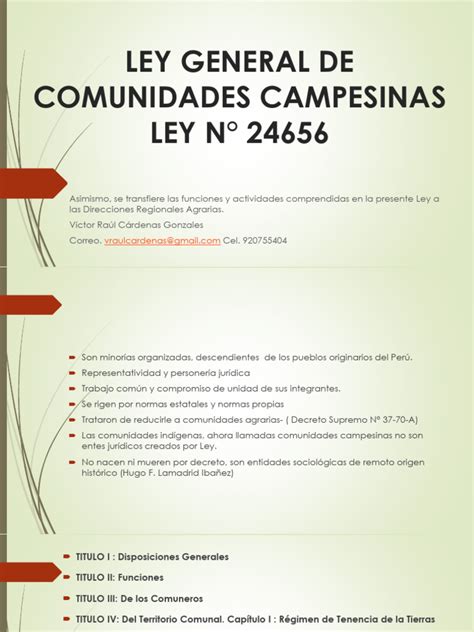 Ley General De Comunidades Campesinas Pdf Jurisdicción Propiedad