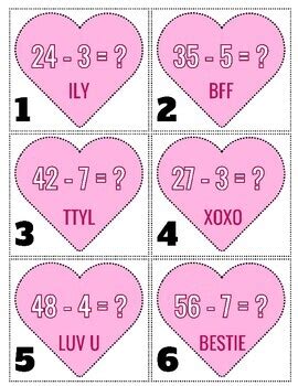 Valentine S Day Subtraction Scoot Within By Kaitlyn Torres