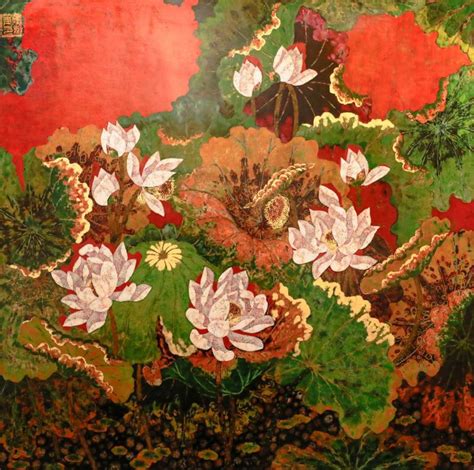 Sun Moon Vietnamese Lacquer Painting By Artist Tran Thieu Nam