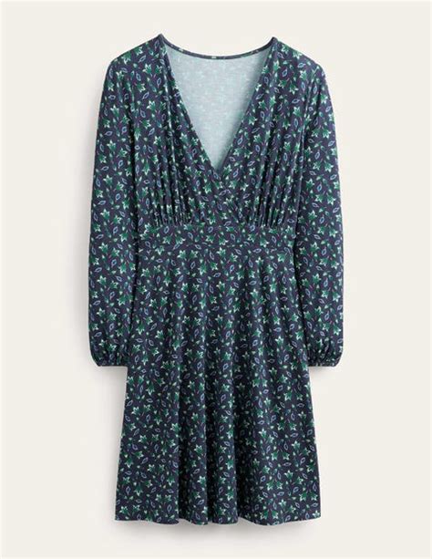 Willow Jersey Dress French Navy Tulip Bud Boden Uk