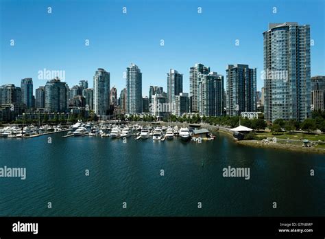 Skyline cityscape overlooking False Creek and Yaletown located in Vancouver, British Columbia ...