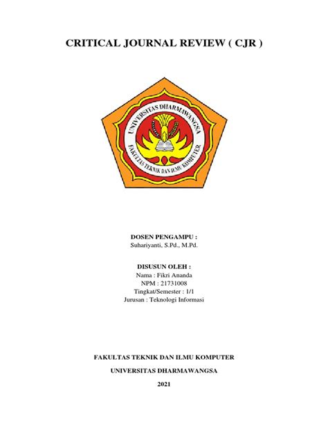 Critical Journal Review Cjr Dosen Pengampu Pdf