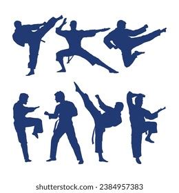 Vector Hand Drawn Karate Silhouette Set Stock Vector (Royalty Free ...