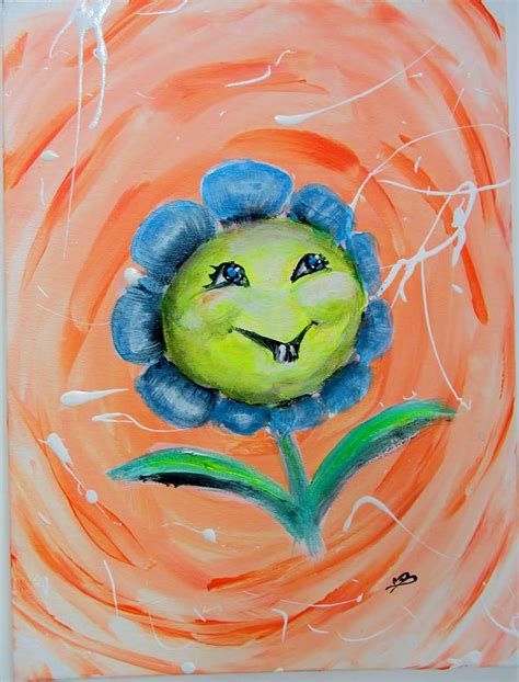 Sunflower Flower Painting On Canvas Kids Wall Art Kids Room Decor ...