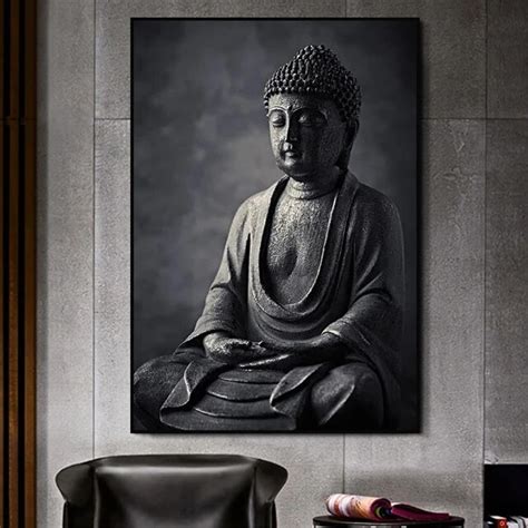 Buddha Painting Canvas Black White Black White Buddha Wall, 42% OFF