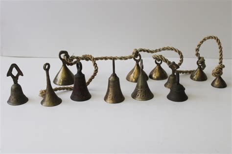 Vintage Bells Of Sarna India Etched Solid Brass Bell Lot